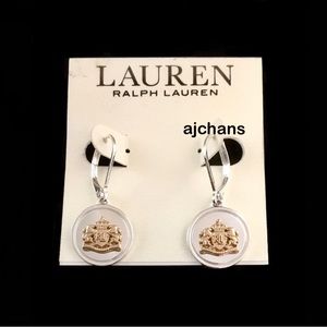 Lauren Ralph Lauren Silver & Gold Tone Crest Drop Earrings